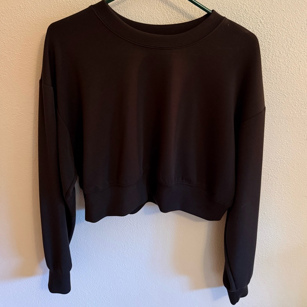 Pac lSun Black Cropped Crewneck Sweatshirt - Women's Top